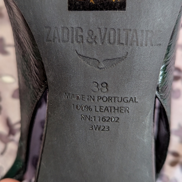 Zadig & Voltaire Women's Black & Green Slingback Heels SZ 38 NIB - Picture 8 of 8